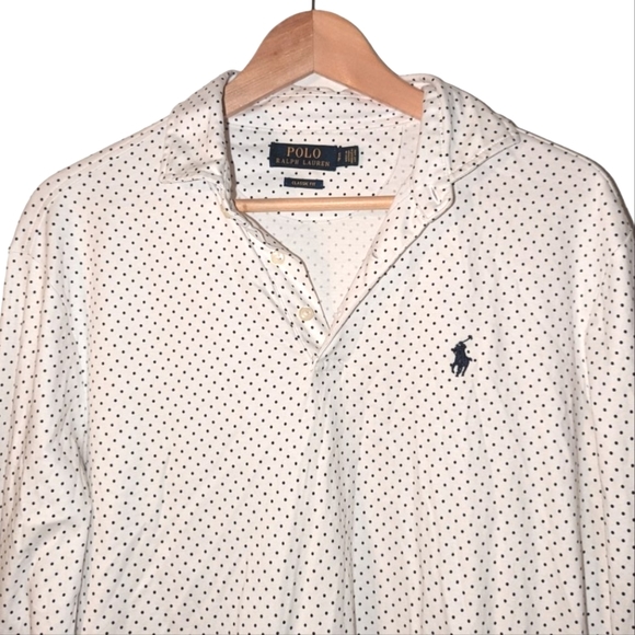 Men's Polo Ralph Lauren Polka Dot Classic Fit Soft Cotton Long Sleev Polo Shirt - Picture 4 of 12